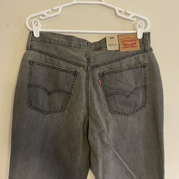 Levis Womn 31 Gray Denim Splatter Hem Slouchy Mid Rise Low Pro Straight Jean NWT - Picture 11 of 14